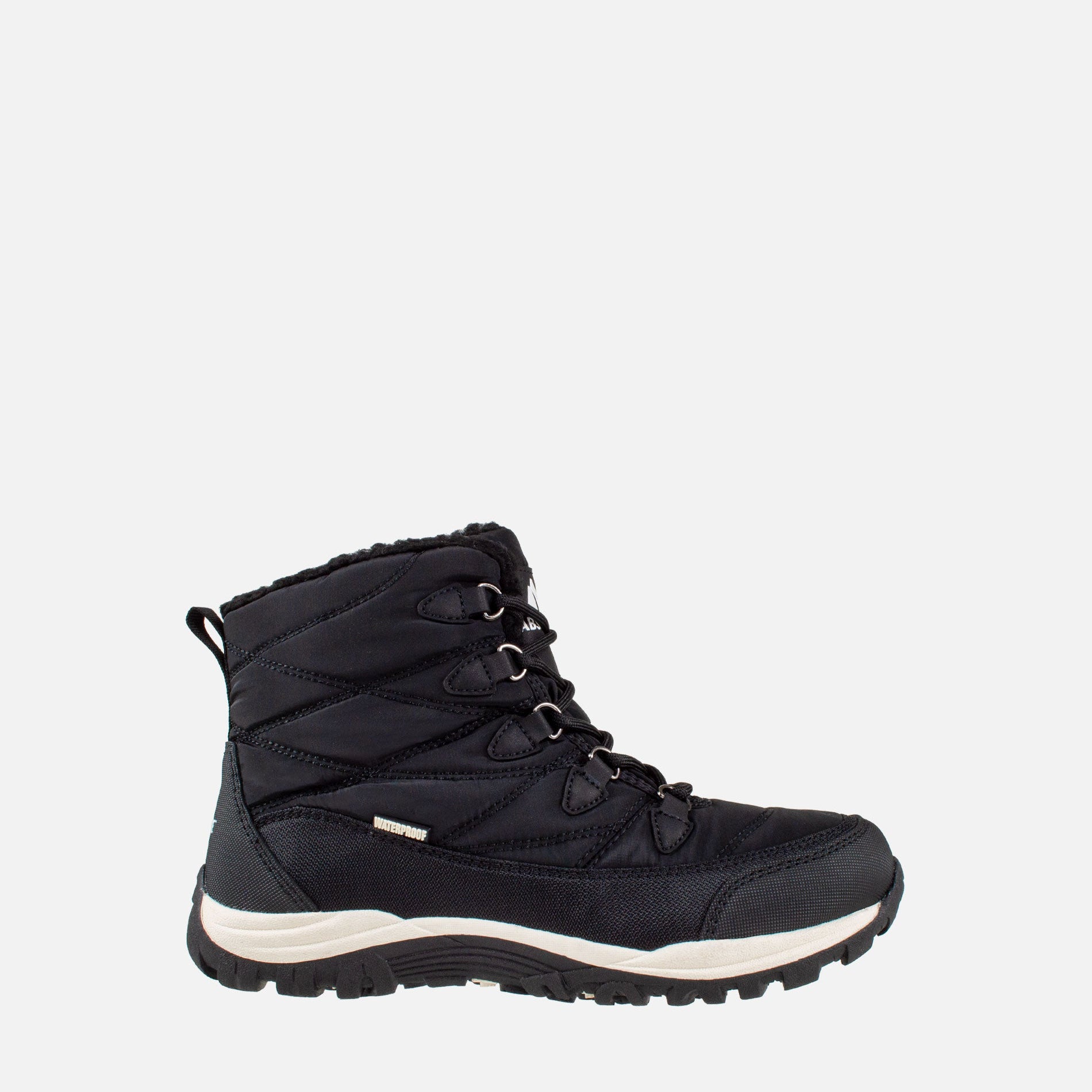 Women's short nylon winter boot in black