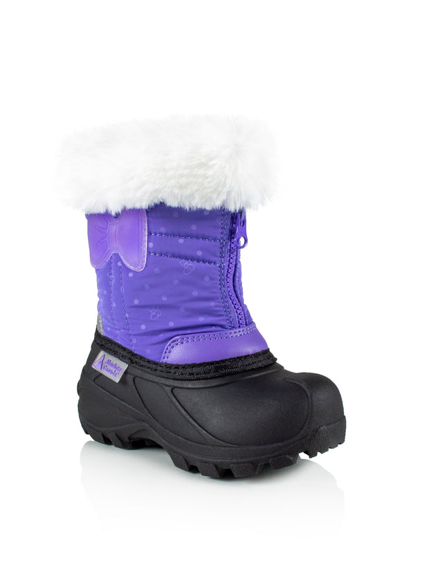 Eden 2 lavender cute girls bow winter boots with lights