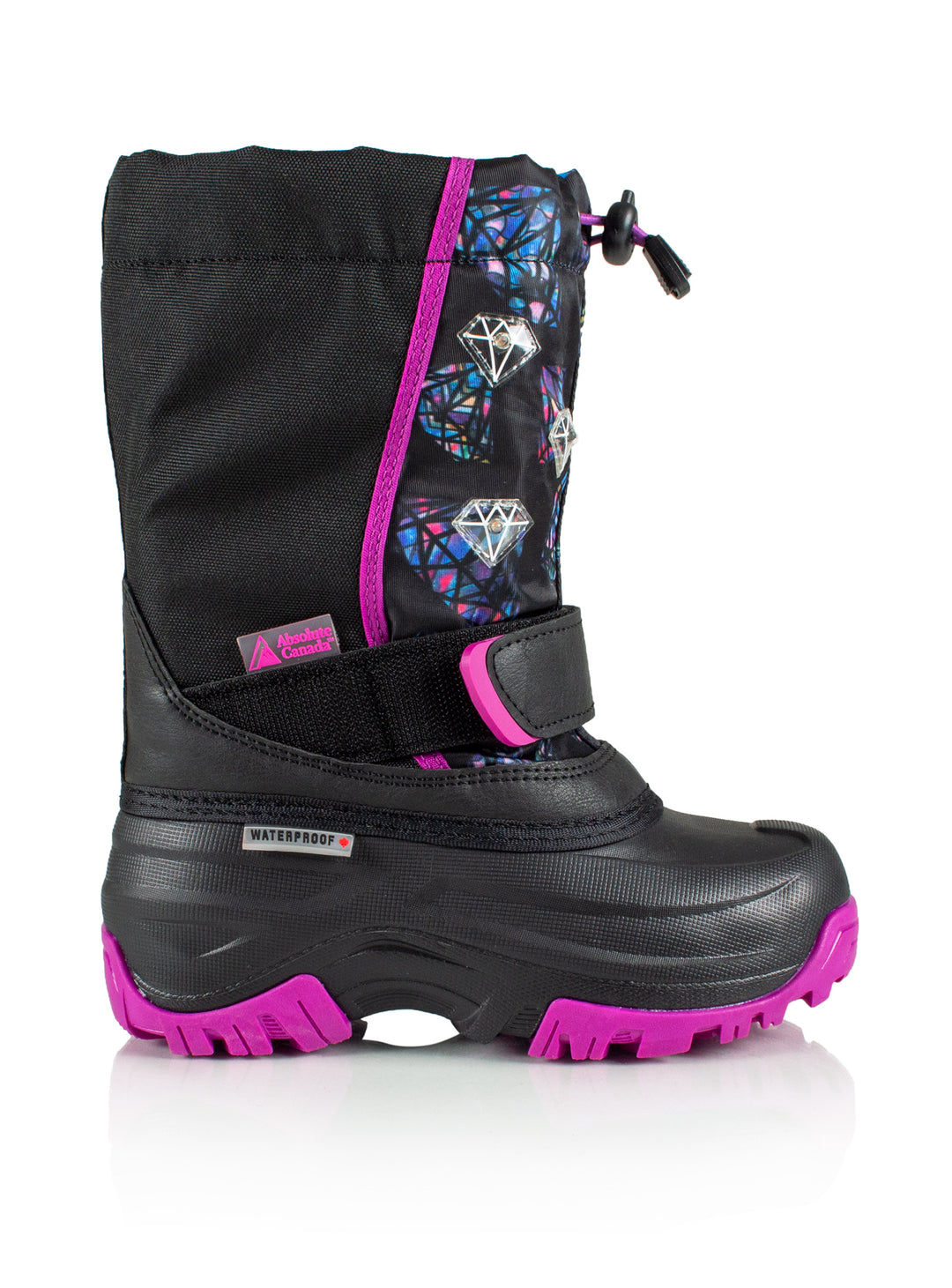 Youth Girl's Frosty 3 Black Fuchsia Winter Waterproof Lighted Boot #color_black-fuchsia