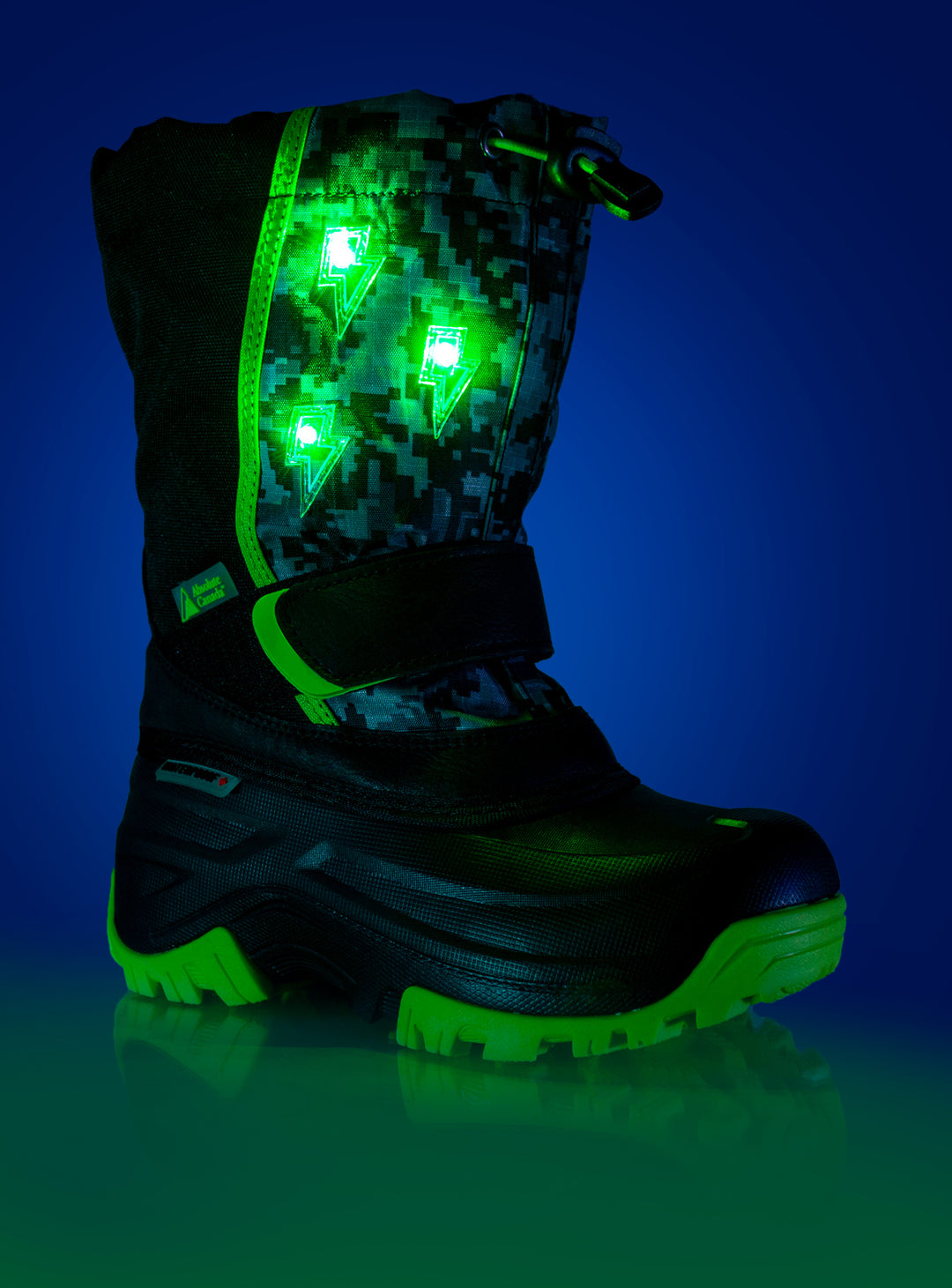 Youth Boy's Frosty 3 Black Lime Lighted Winter Boot #color_black-lime