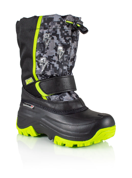 Youth Boy's Frosty 3 Black Lime Lighted Winter Boot #color_black-lime